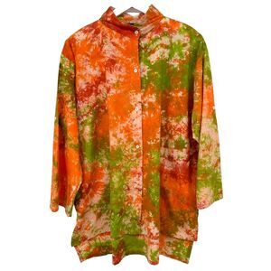Dilemma New York Tunic Top Shirt Size L XL 1X Tie Dye Hi Low Wearable Art Blouse
